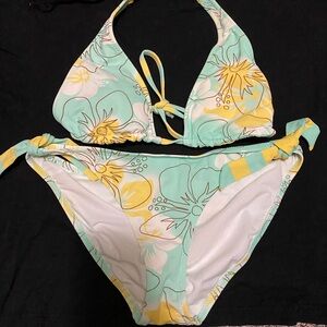 Y2K Floral or Striped Aerie Reversible Halter Bikini Set